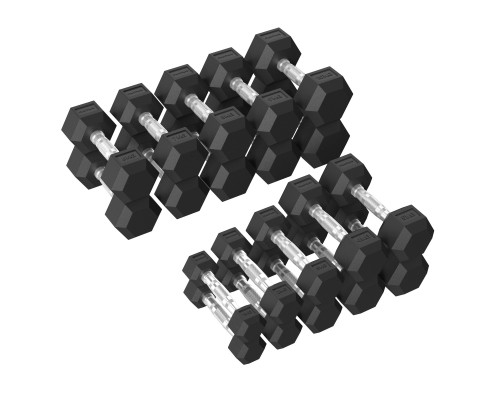 Набір гантелей Tunturi Platinum Hex Rubber 1–10 кг, чорні