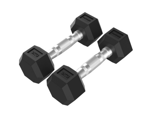 Набір гантелей Tunturi Platinum Hex Rubber 1–10 кг, чорні