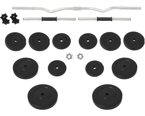 Штанга та гантелі vidaXL, з ваговими пластинами, 60 кг