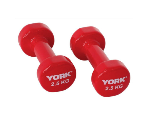 Гантелі вінілові York Fitness 2 х 2,5 кг, червоні