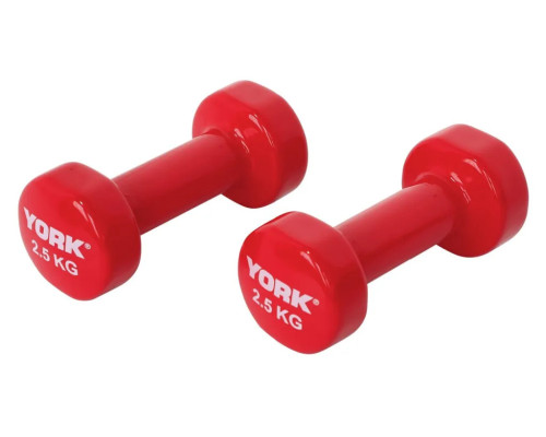 Гантелі вінілові York Fitness 2 х 2,5 кг, червоні