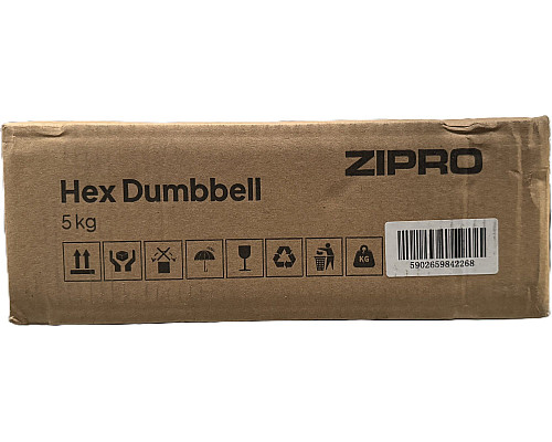 Гантель Zipro Hex прогумована 1 х 5 кг