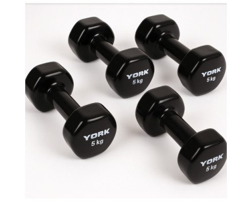 Гантелі вінілові York Fitness 2 х 5 кг, чорні