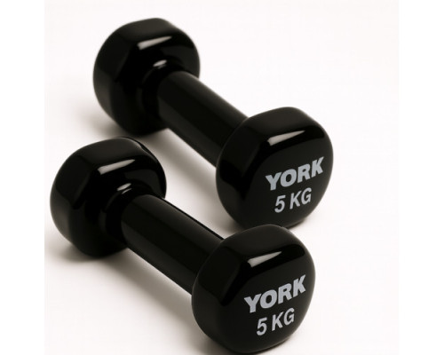 Гантелі вінілові York Fitness 2 х 5 кг, чорні
