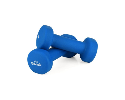 Набір гантелей неопренових Queenfit 2х1,5 кг світло-синій
