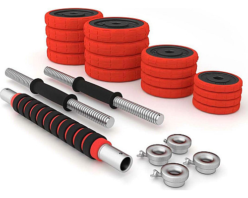 Гантелі розбірні HMS SGGX30 з перехідником для штанги, 2 x 15 кг