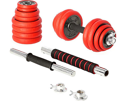 Гантелі розбірні HMS SGGX30 з перехідником для штанги, 2 x 15 кг