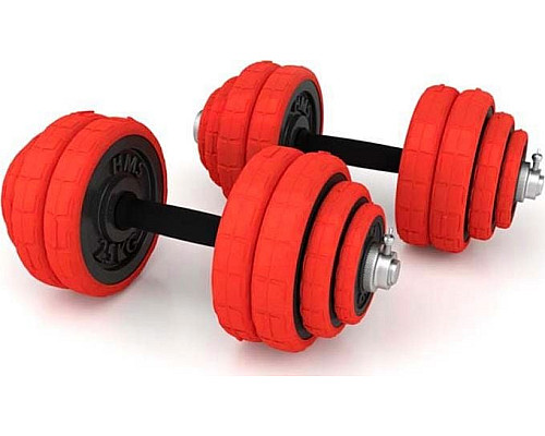 Гантелі розбірні HMS SGGX30 з перехідником для штанги, 2 x 15 кг