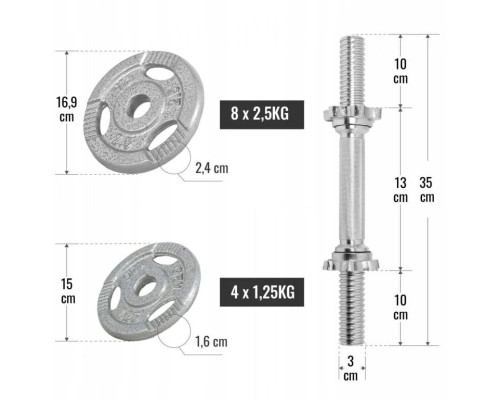 Гантелі чавунні розбірні Gorilla Sports 2 x 15 кг