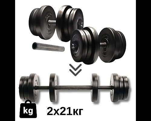 Гантелі розбірні Elitum зі з'єднувачем для штанги, 2 х 21 кг