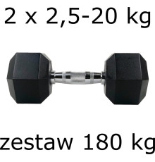 Гантелі UnderFit прогумовані Hex 2 х 2,5-20 кг (180 кг)