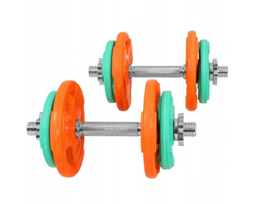 Гантелі розбірні Gorilla Sports 2 х 10 кг, різнокольорові