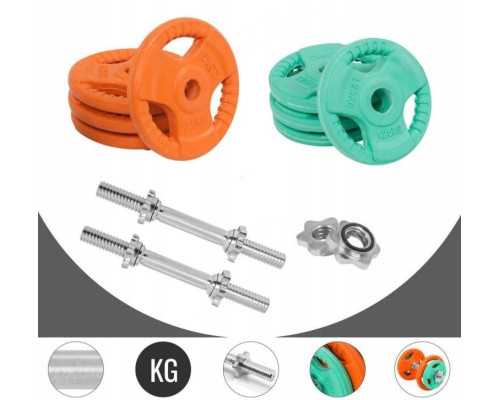 Гантелі розбірні Gorilla Sports 2 х 10 кг, різнокольорові