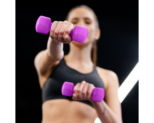 Гантелі неопренові Gymtek Hex 2 х 3 кг, фіолетовий