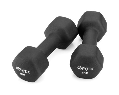 Гантелі неопренові Gymtek Hex 2 х 4 кг, чорний