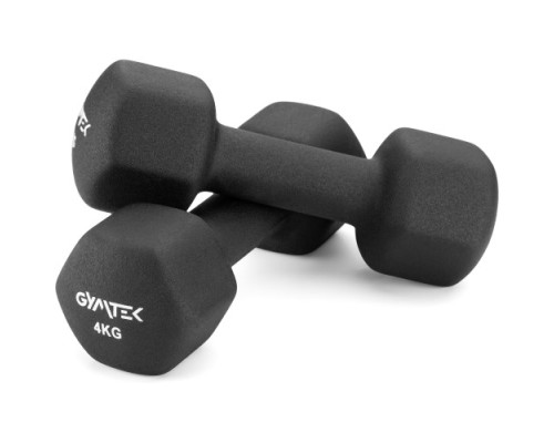 Гантелі неопренові Gymtek Hex 2 х 4 кг, чорний