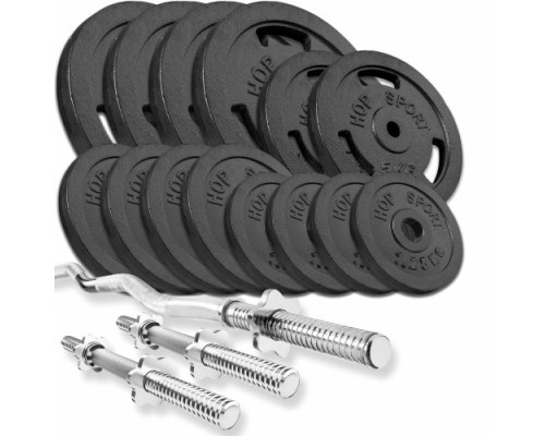 Набір зі штангою та нагтелями Hop-Sport STRONG 77 кг