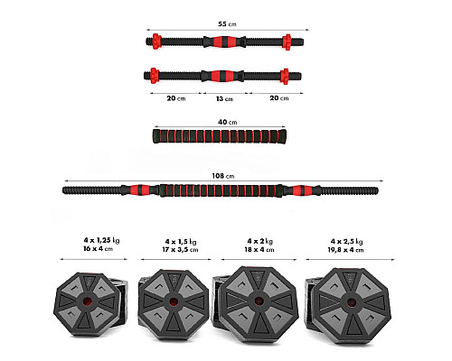 Набір композитні штанга і гантелі 30 кг HMS SGK30