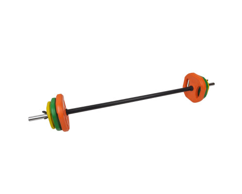 Штанга з кольоровими гумовими дисками Fitex MD3006, 20 кг Штанга з кольоровими гумовими дисками Fitex MD3006, 20 кг