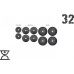 Набір 32 кг (4x5, 4х2.5, 2x1.25) дисків, покритих пластиком (31 мм)