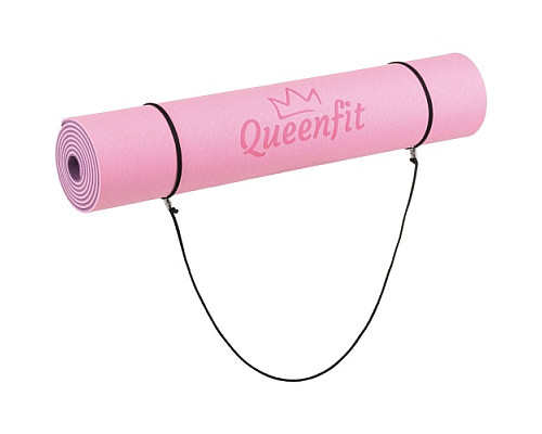 Килимок (мат) для фітнесу та йоги Queenfit Premium TPE 0,6 см рожево-фіолетовий Килимок (мат) для фітнесу та йоги Queenfit Premium TPE 0,6 см рожево-фіолетовий