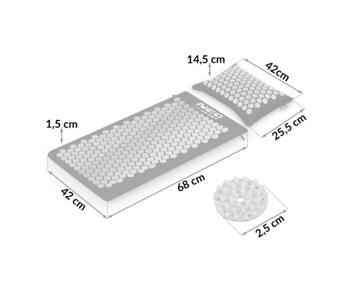 Акупунктурний килимок Neo-Sport NS-903 чорно-сріблястий
