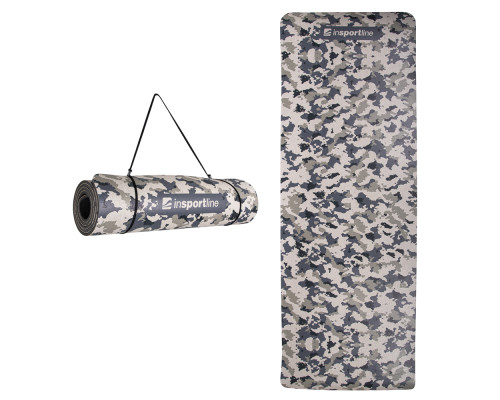 Гімнастичний килимок inSPORTline Camu 173x61x0,4 cm - сірий камуфляж