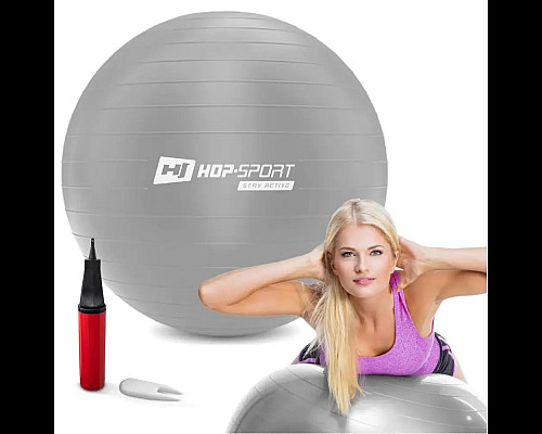 Фітбол Hop-Sport 65 см сріблястий + насос