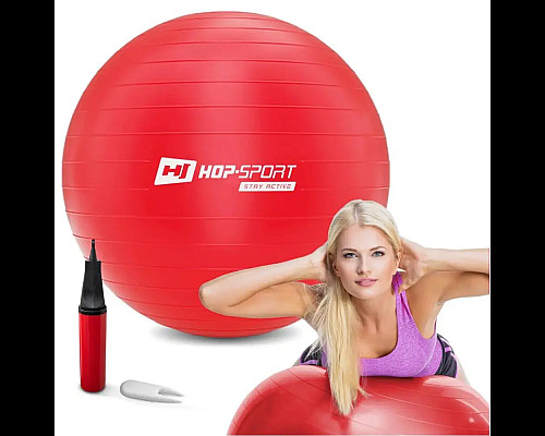 Фітбол Hop-Sport 65 см червоний + насос