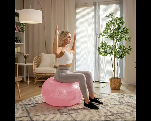 Фітбол масажний Hop-Sport 65 см рожевий + насос