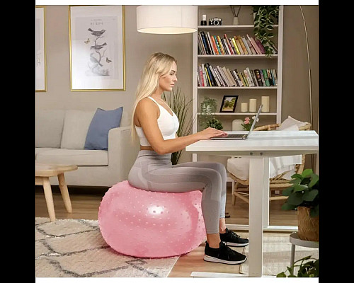 Фітбол масажний Hop-Sport 65 см рожевий + насос