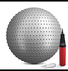 Фітбол масажний Hop-Sport 65 см сріблястий + насос