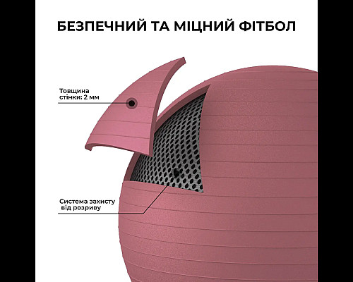 М'яч для фітнесу WCG 55 Anti-Burst 250 кг рожевий + насос