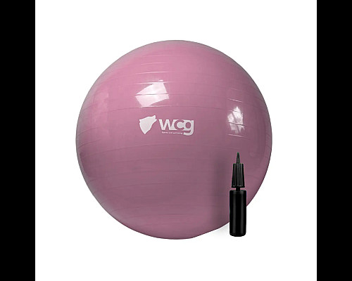 М'яч для фітнесу WCG 55 Anti-Burst 250 кг рожевий + насос