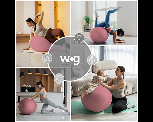 М'яч для фітнесу WCG 55 Anti-Burst 250 кг рожевий + насос