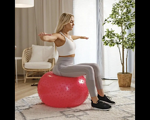 Фітбол масажний Hop-Sport 65 см червоний + насос