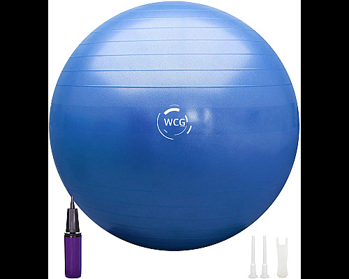 М'яч для фітнесу WCG 65 Anti-Burst 300 кг синій + насос