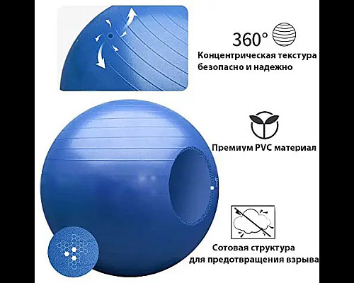 М'яч для фітнесу WCG 65 Anti-Burst 300 кг синій + насос