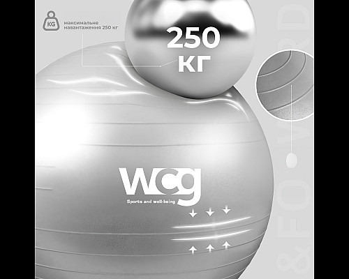 М'яч для фітнесу WCG 75 Anti-Burst 250 кг сірий + насос