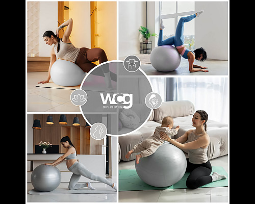 М'яч для фітнесу WCG 75 Anti-Burst 250 кг сірий + насос