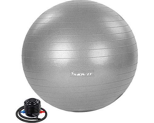 Гімнастичний м'яч з насосом Movit 75 cm - сірий