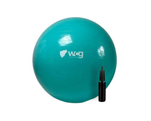 М'яч для фітнесу (фітбол) WCG 65 Anti-Burst 300кг бірюзовий + насос