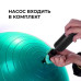 М'яч для фітнесу (фітбол) WCG 65 Anti-Burst 300кг бірюзовий + насос