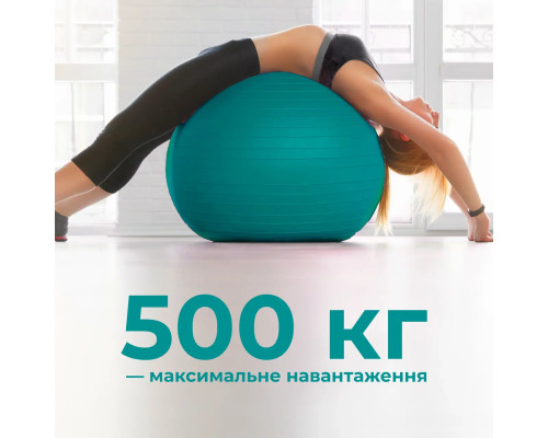 М'яч для фітнесу (фітбол) WCG 65 Anti-Burst 300кг бірюзовий + насос