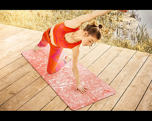 Килимок для йоги Adidas Camo Yoga Matte 5 мм, кораловий