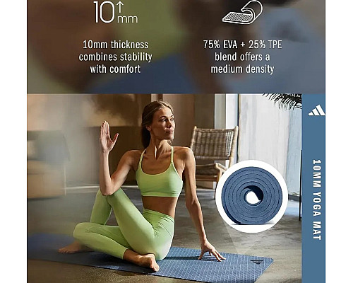 Килимок для йоги Adidas 183 х 61 х 1 см, синій