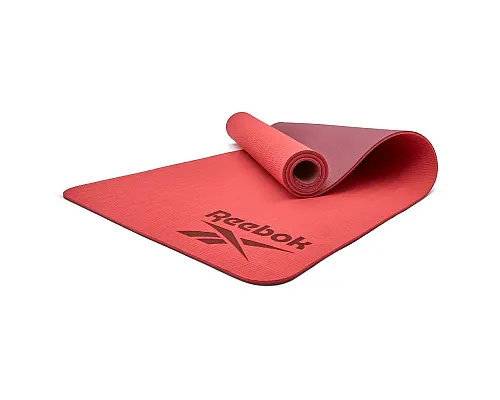Двосторонній килимок для йоги Reebok Double Sided  6 мм, фіолетово-кораловий