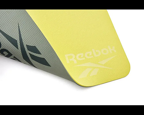 килимок для йоги Reebok Double Sided 6 мм, зелено-жовтий
