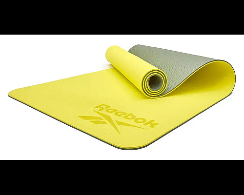 килимок для йоги Reebok Double Sided 6 мм, зелено-жовтий