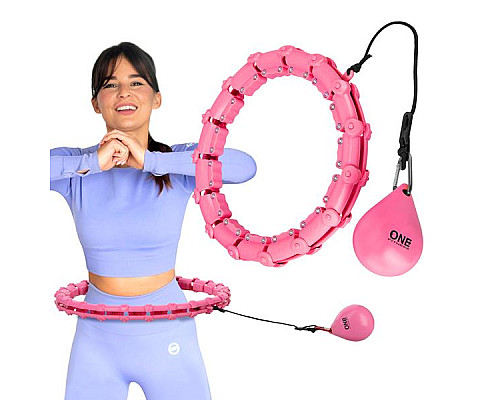 Хула-хуп масажний One Fitness OHA02 з навантаженням та поясом для схуднення BR160, рожевий